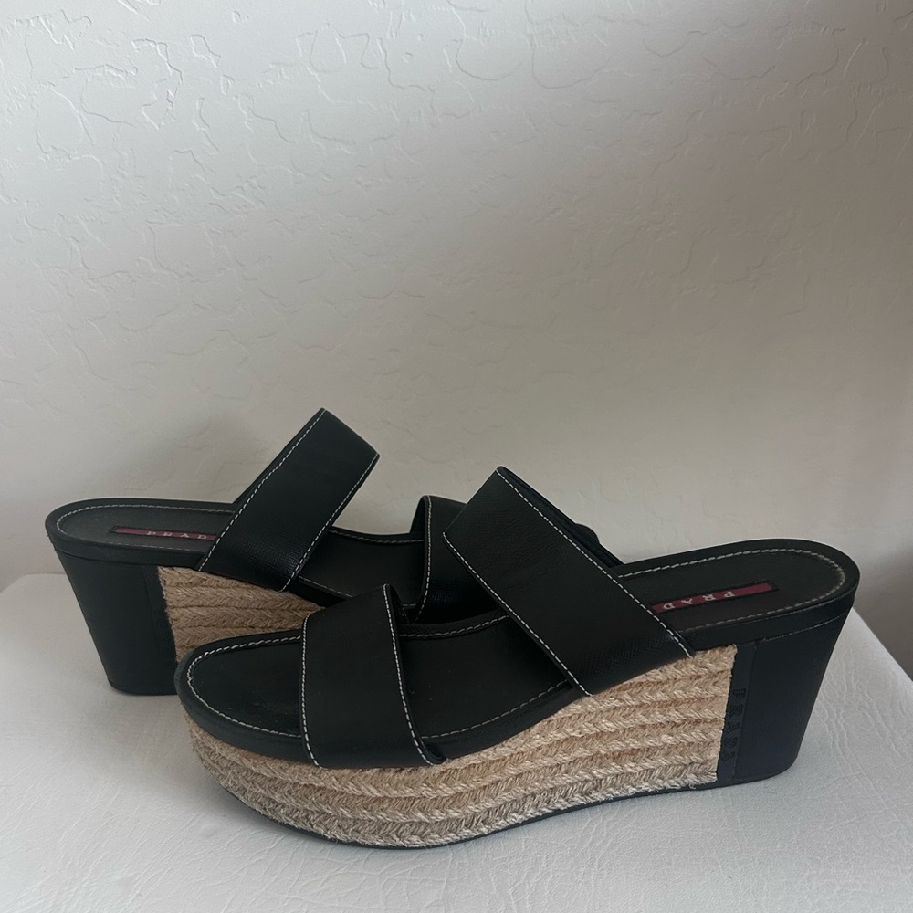 Prada Black Linea Rossa Wedges Sz. 39 - Picture 6 of 7